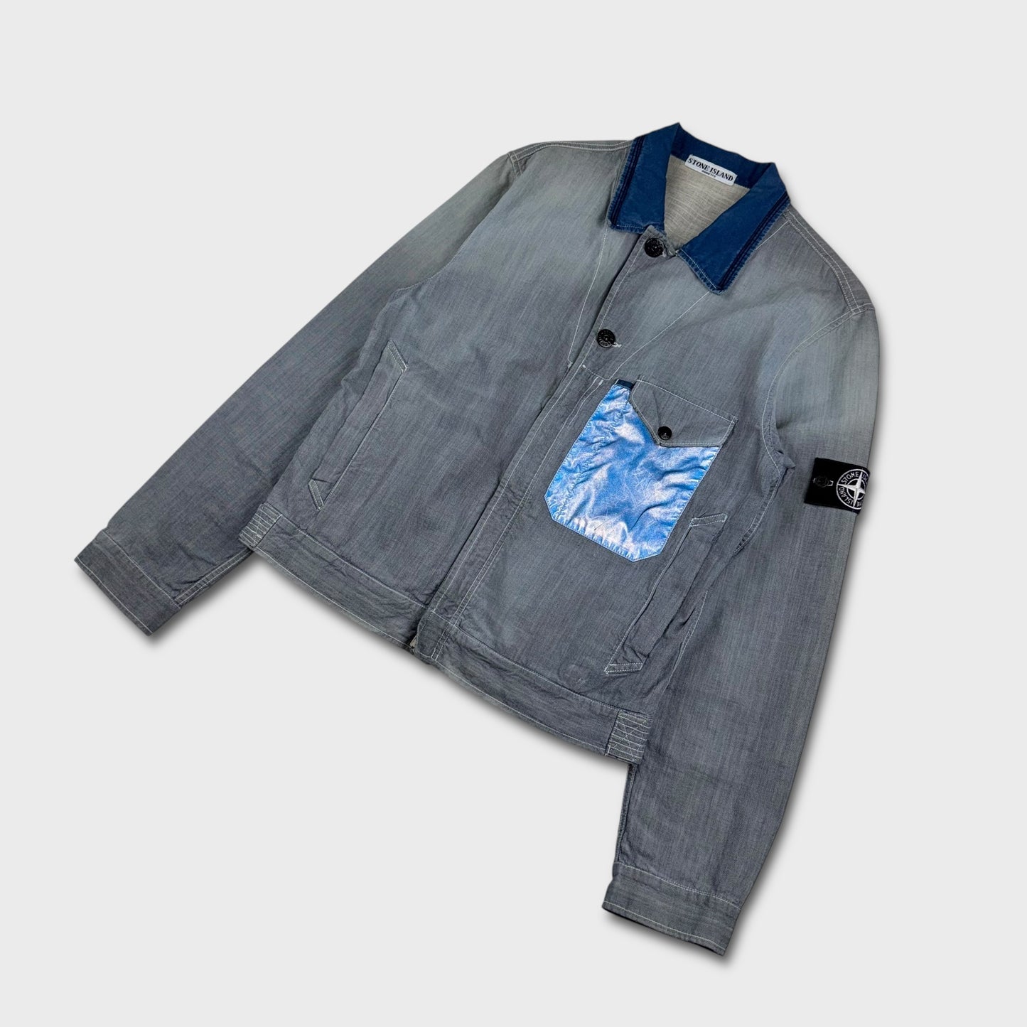 Stone Island 2006 Reflective Denim Short Jacket M