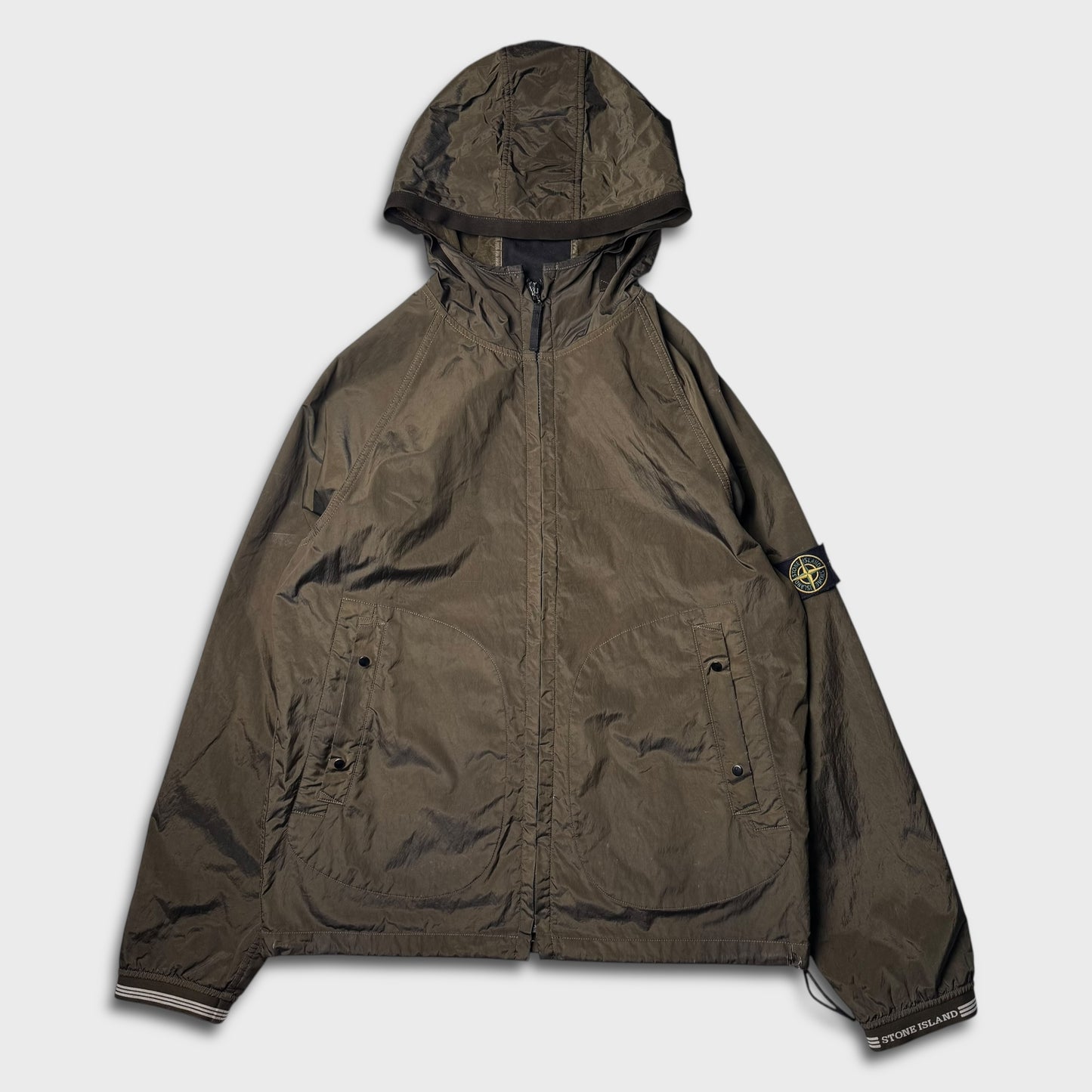 Stone Island 2007 Spellout Nylon Flock Jacket XL