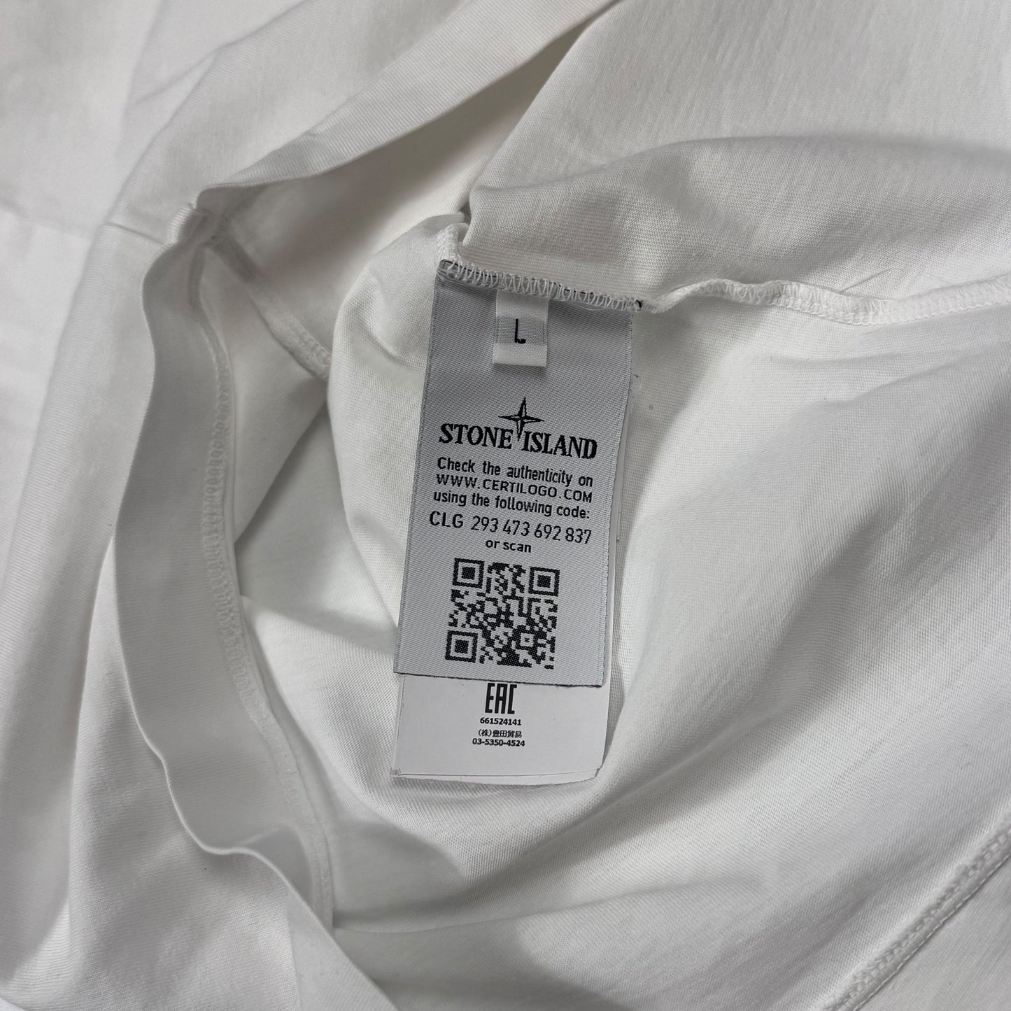 Stone Island White Compass Logo T-Shirt L