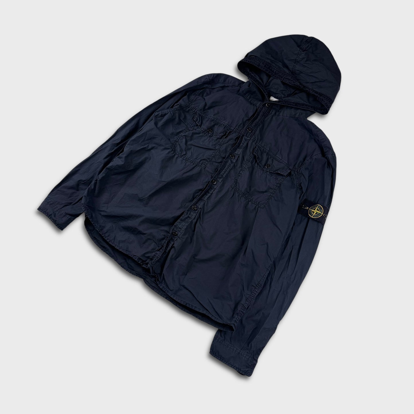 Stone Island Navy Tela Hooded Overshirt XL