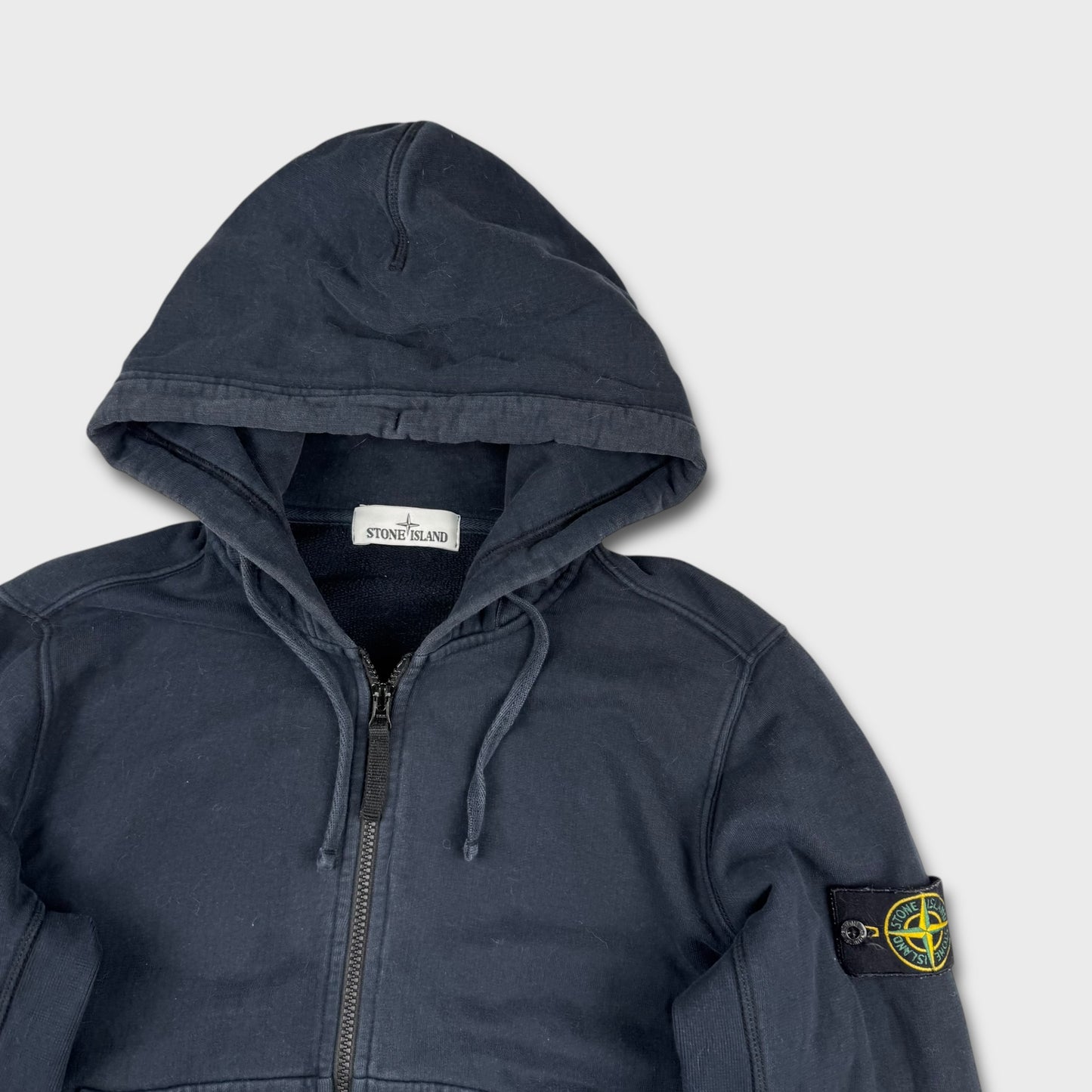 Stone Island Navy Full Zip Hoodie L