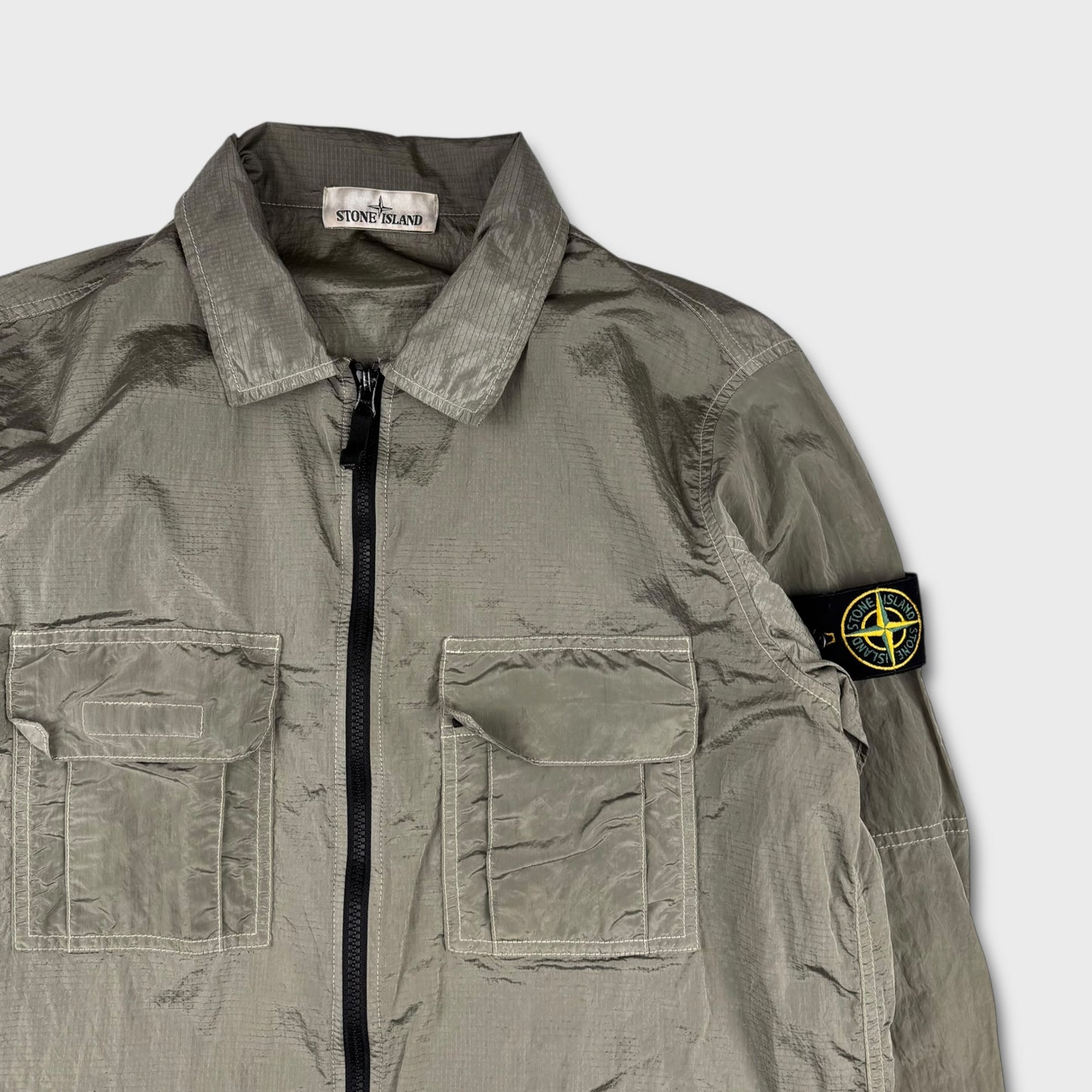 Stone Island Silver Nylon Metal Ripstop Overshirt M