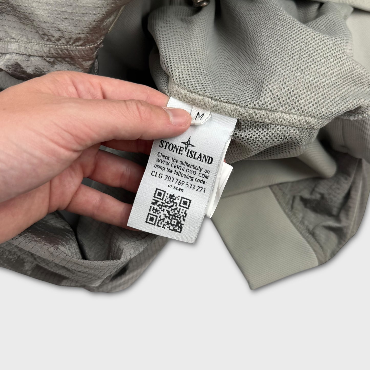 Stone Island Silver Nylon Metal Ripstop Crewneck M