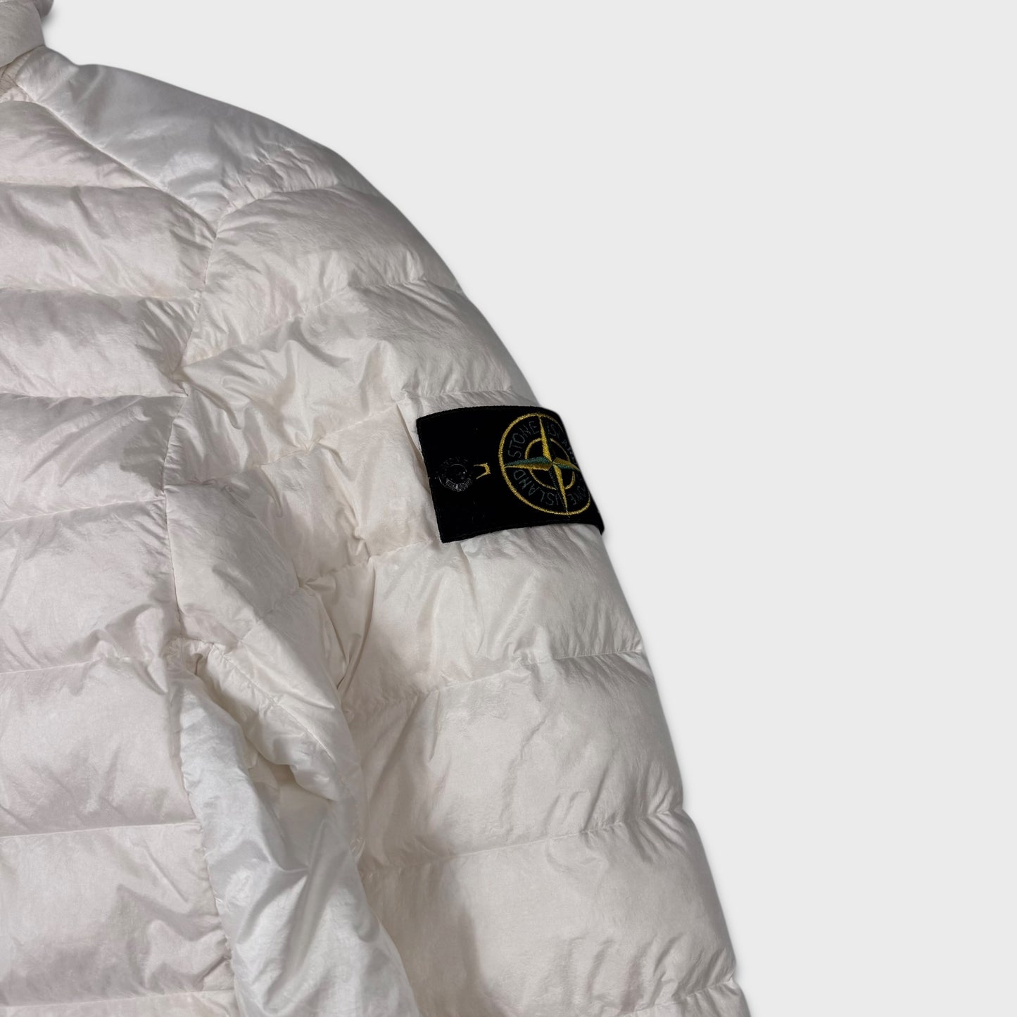 Stone Island White Loom Woven Chambers R-Nylon Down-TC Jacket L