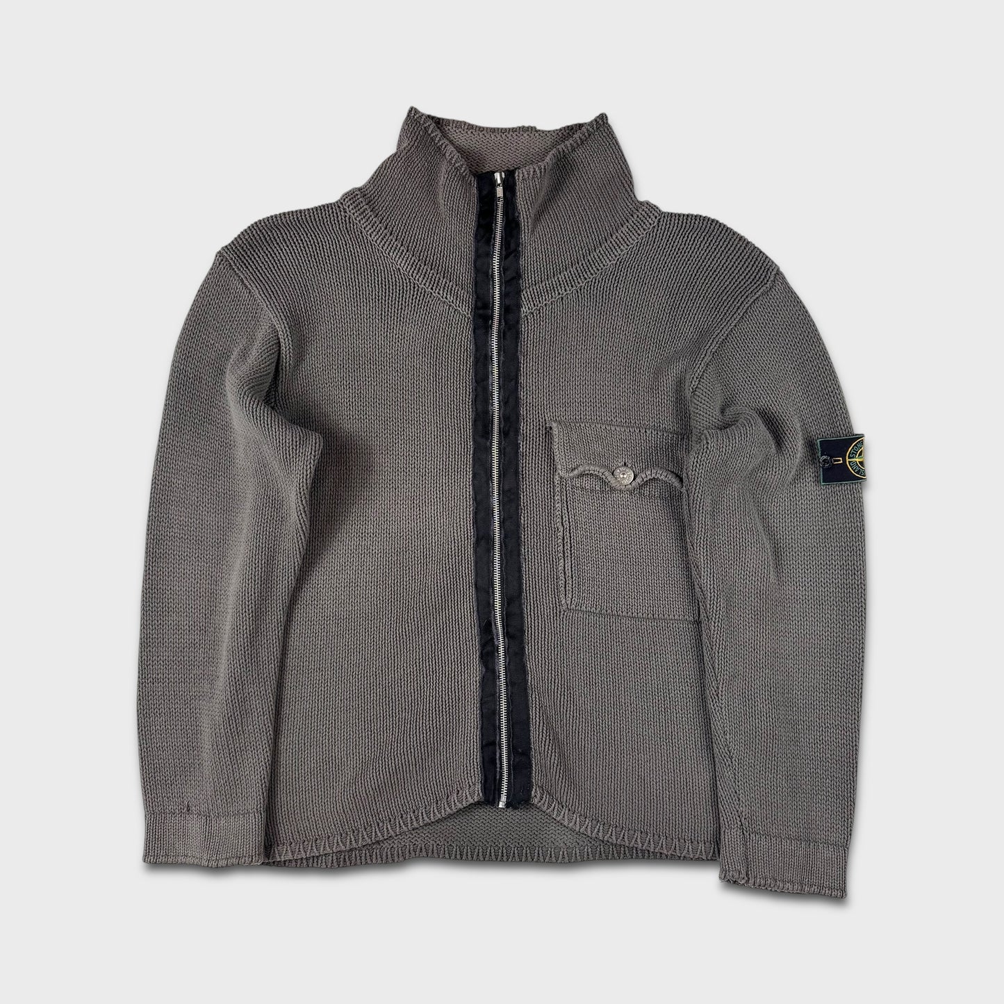 Stone Island 90’s Full Zip Green Edge Knit M