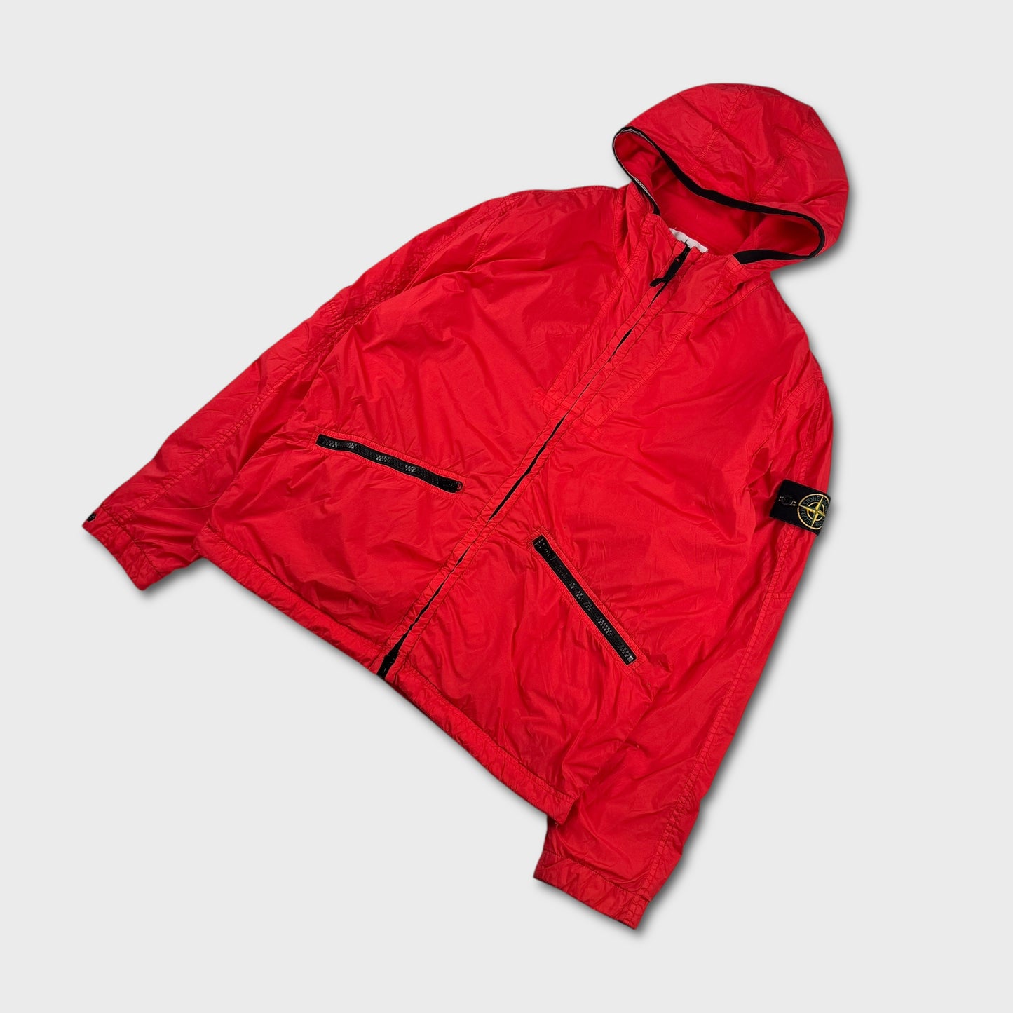 Stone Island Red Garment Dyed Crinkle Reps NY Jacket L