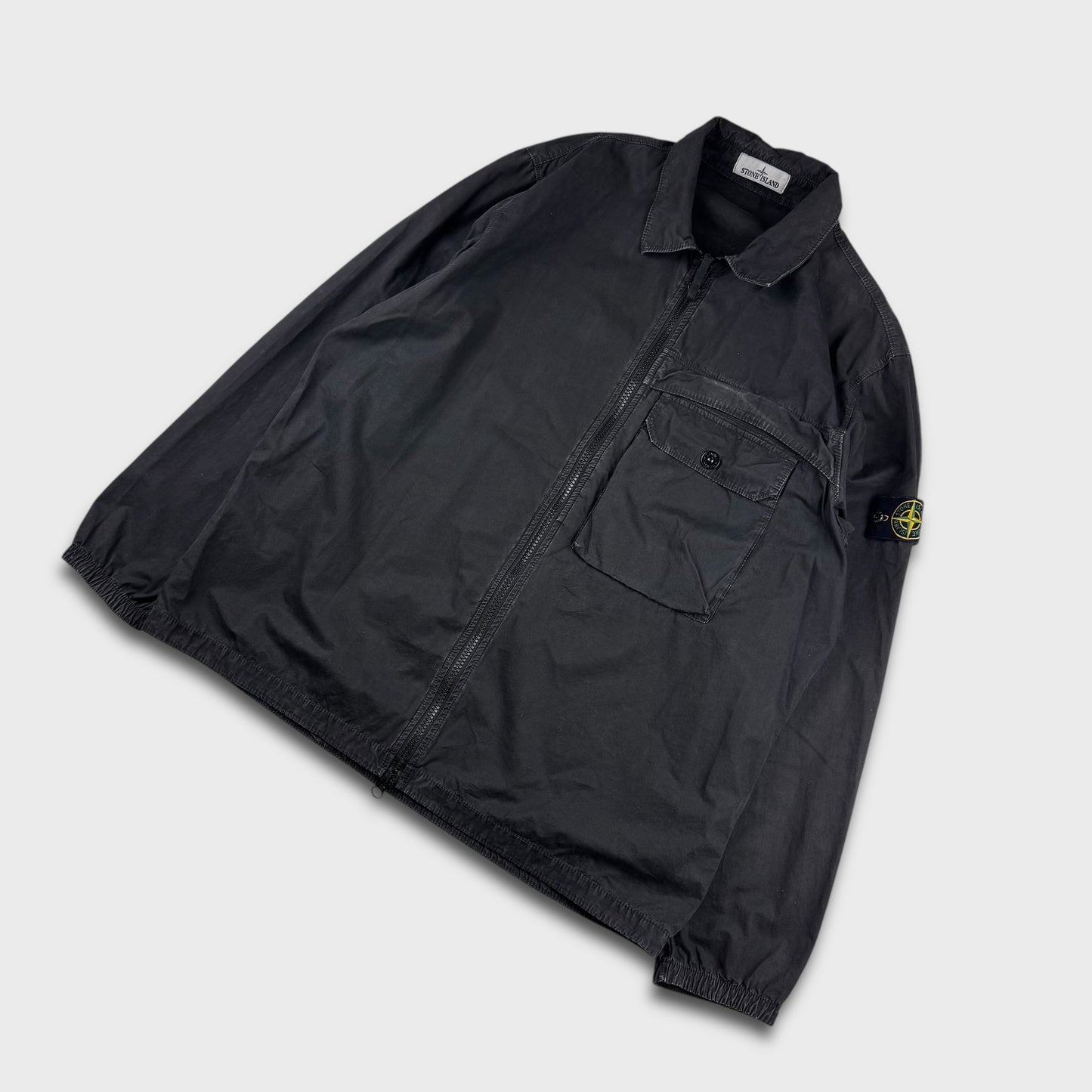 Stone Island Black Full Zip Overshirt 3XL