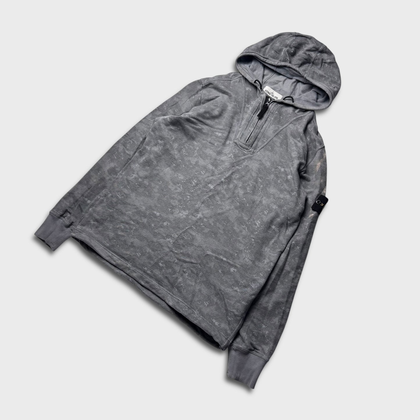 Stone Island Grey Camo 1/4 Zip Hoodie L