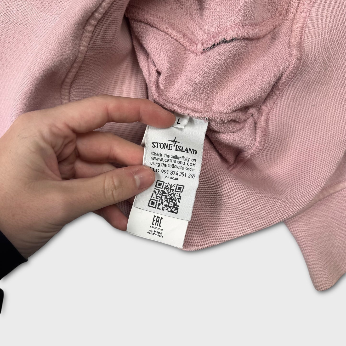 Stone Island Pink Zip Hoodie L