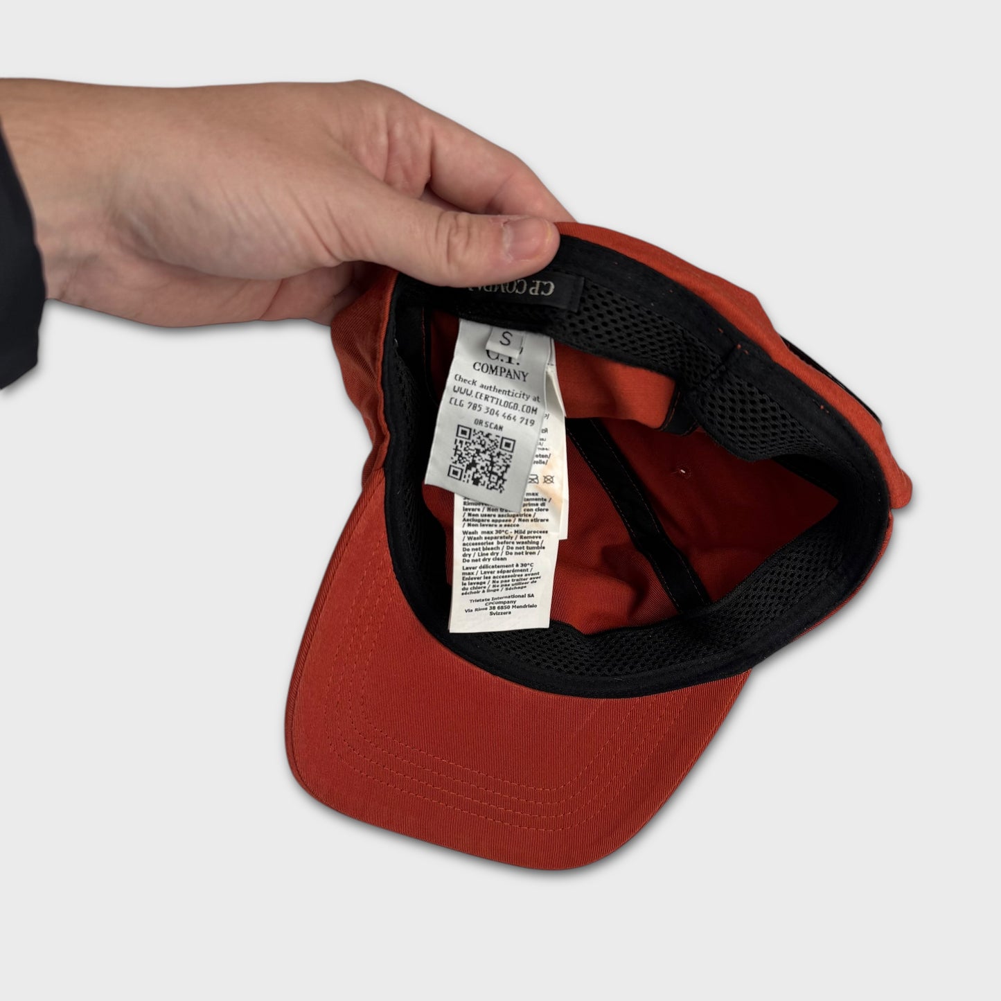 CP Company Orange Goggle Spellout Cap S