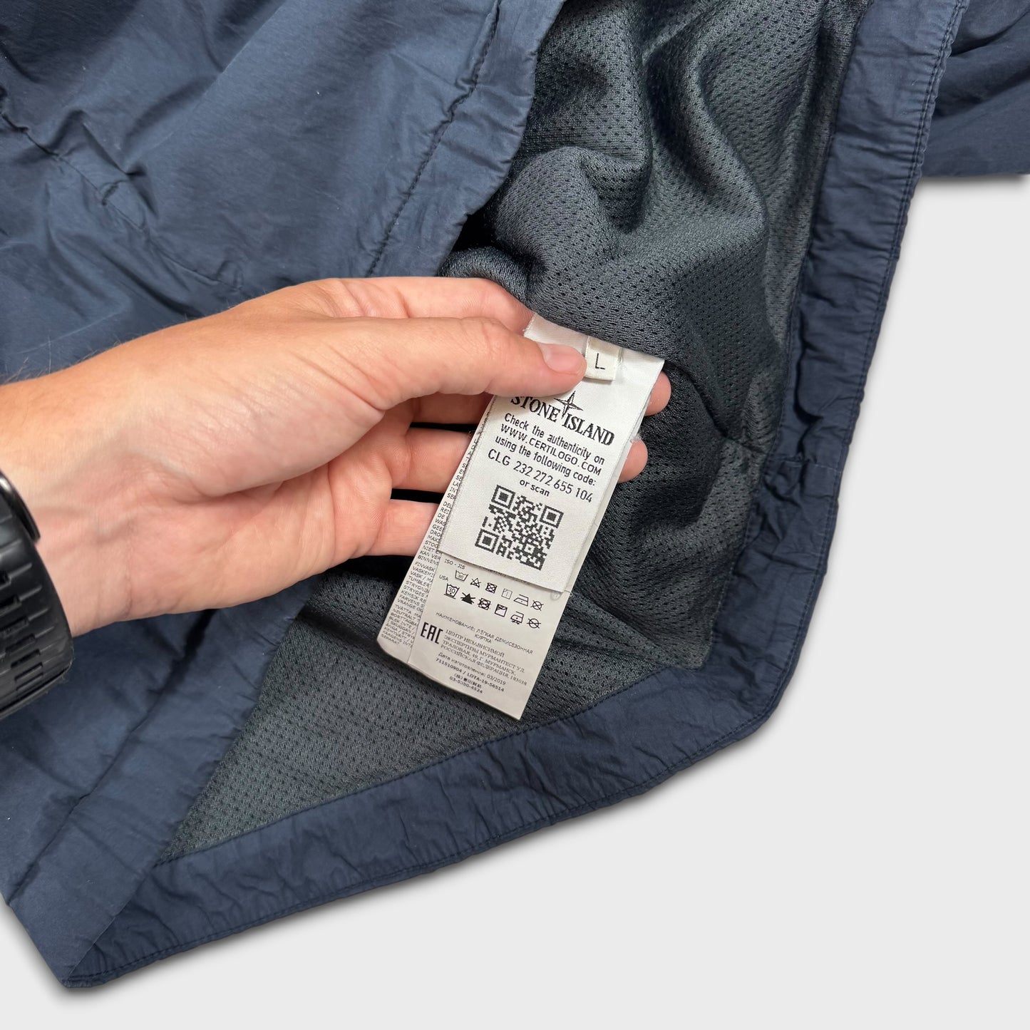 Stone Island Navy Mesh Overshirt Jacket L