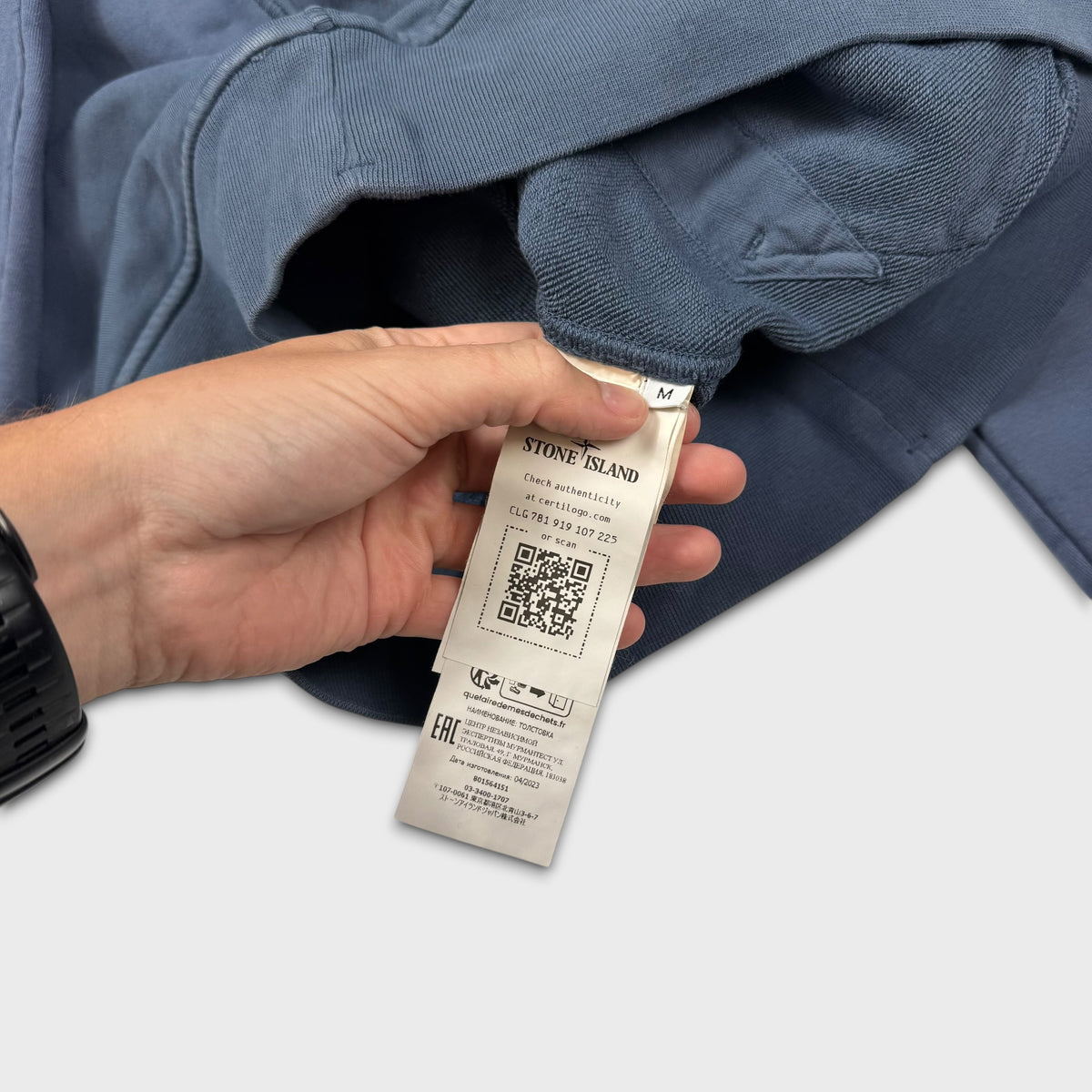 Stone Island Steel Blue Pullover Hoodie M