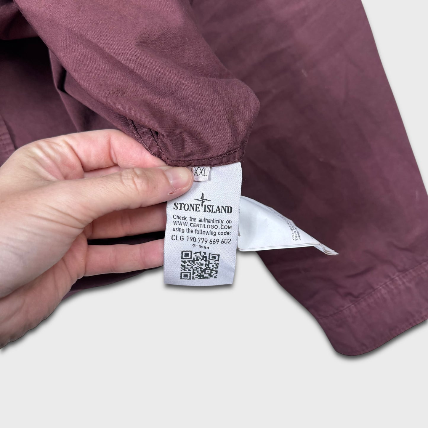 Stone Island Burgundy Full Zip Overshirt XXL