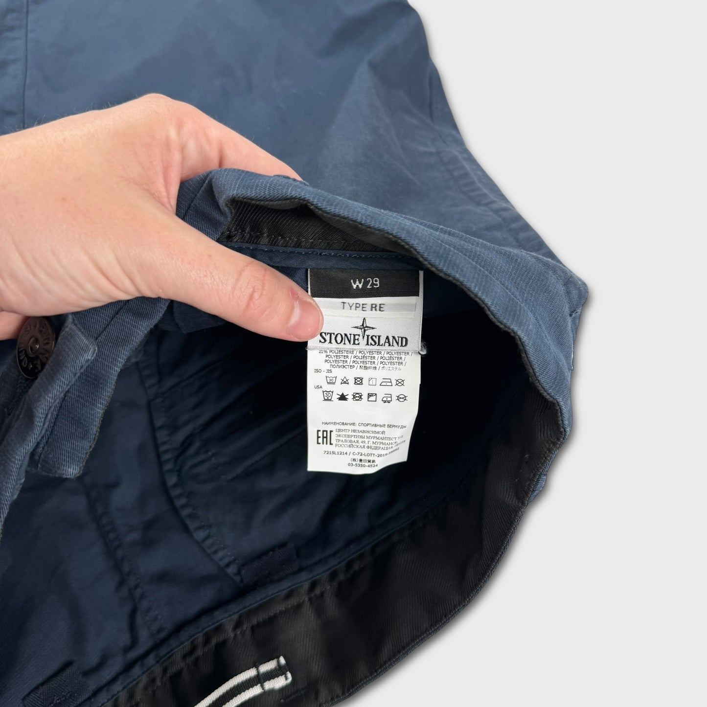 Stone Island Navy Tela Cargo Shorts W30