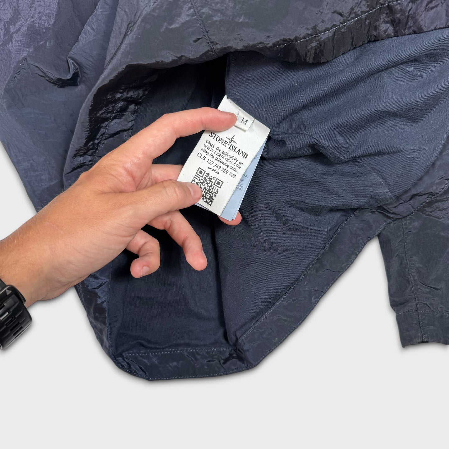Stone Island Navy Lined Nylon Metal Overshirt M
