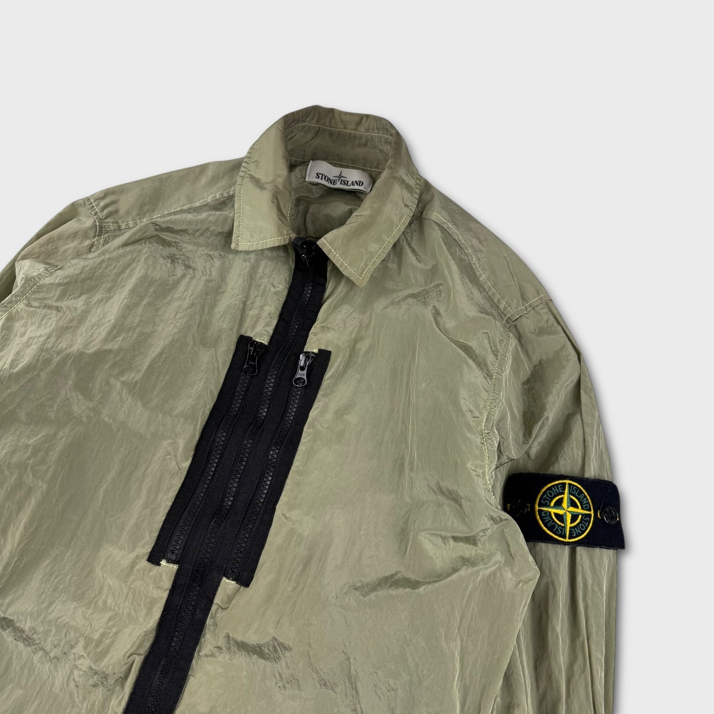 Stone Island Lime Green Nylon Metal Overshirt M