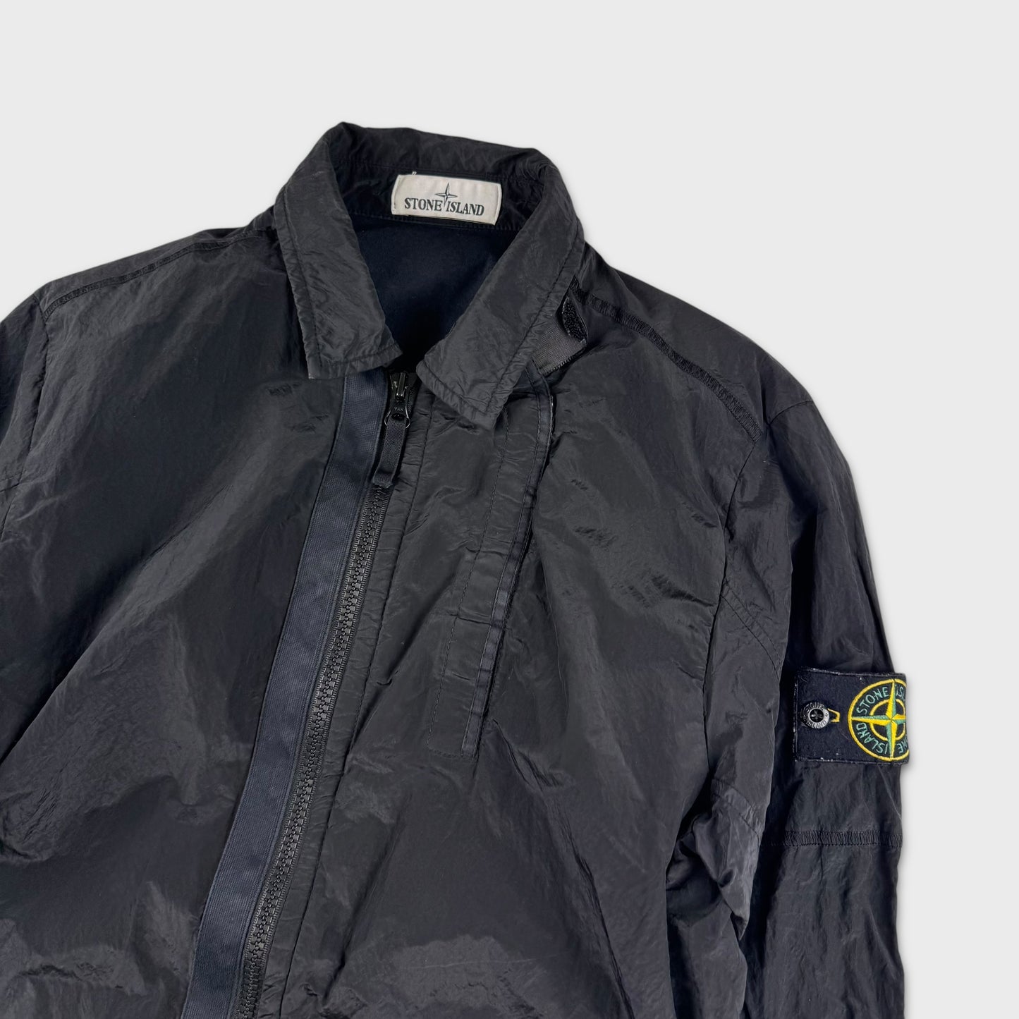 Stone Island Black Lined Nylon Metal Overshirt M