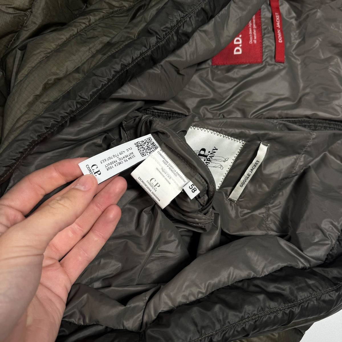 CP Company Khaki DD Shell Puffer Goggle Jacket 3XL
