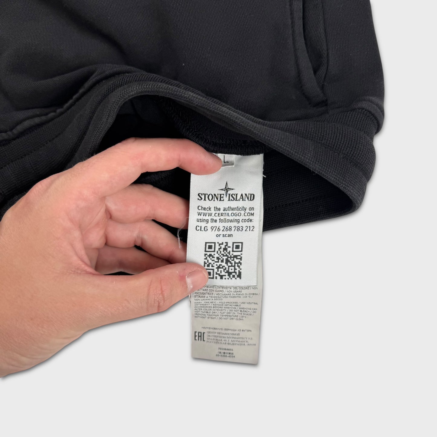 Stone Island Black Cotton Shorts L