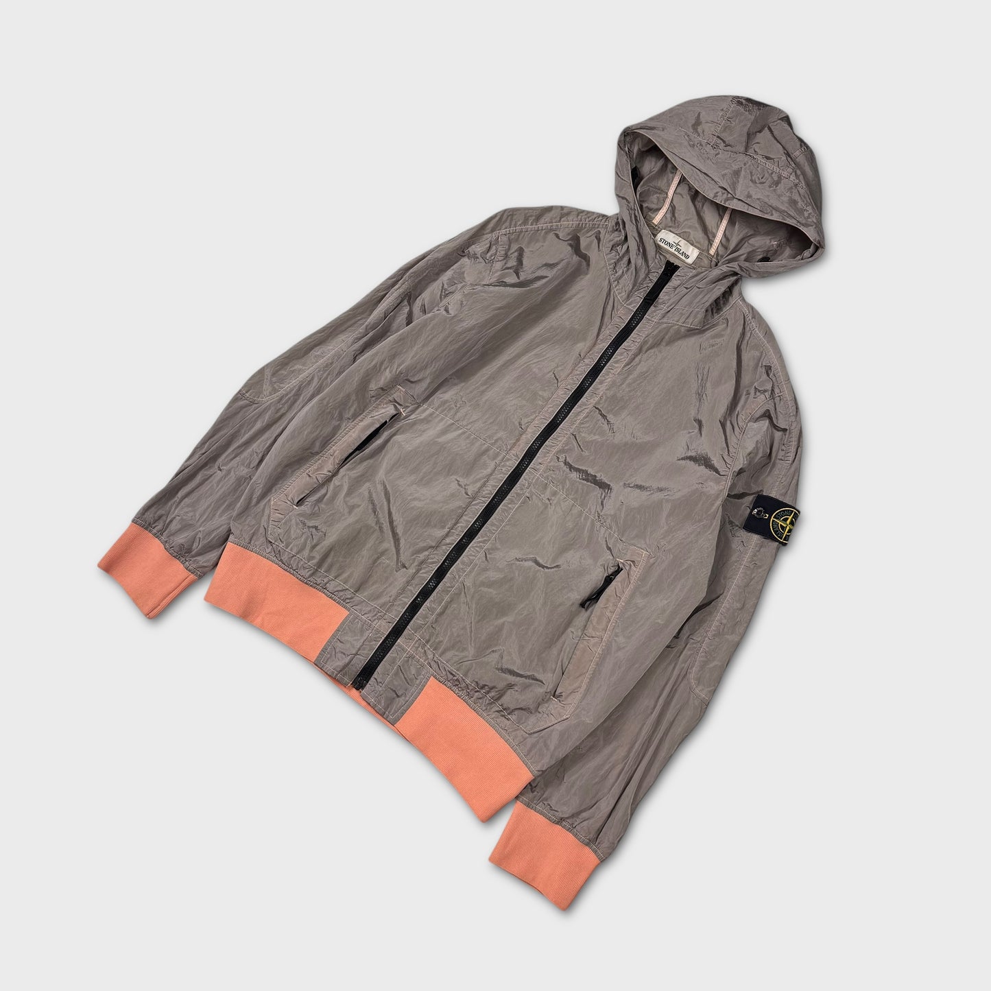 Stone Island Peach / Silver Nylon Metal Watro Jacket L
