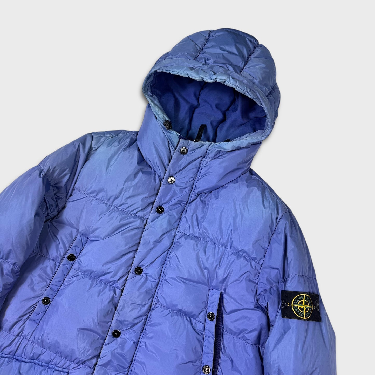 Stone Island Royal Blue Garment Dyed Crinkle Reps Down Parka Jacket M