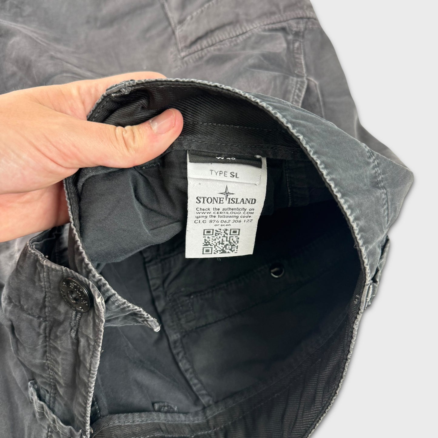 Stone Island Washed Black Cargo Shorts W40