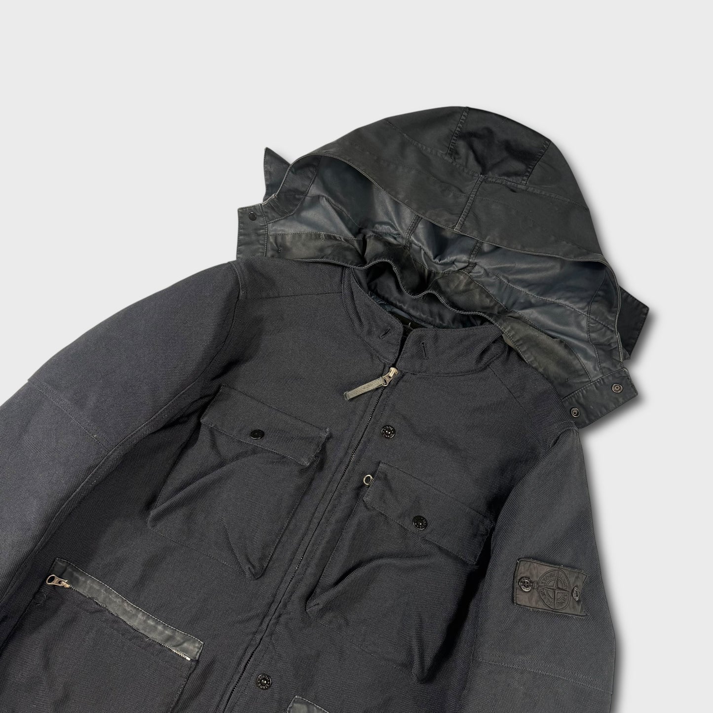 Stone Island Shadow Project Quilted Nylon Blend Hooded Jacket L