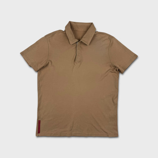 Prada Sport Red Tab Beige Polo Shirt M
