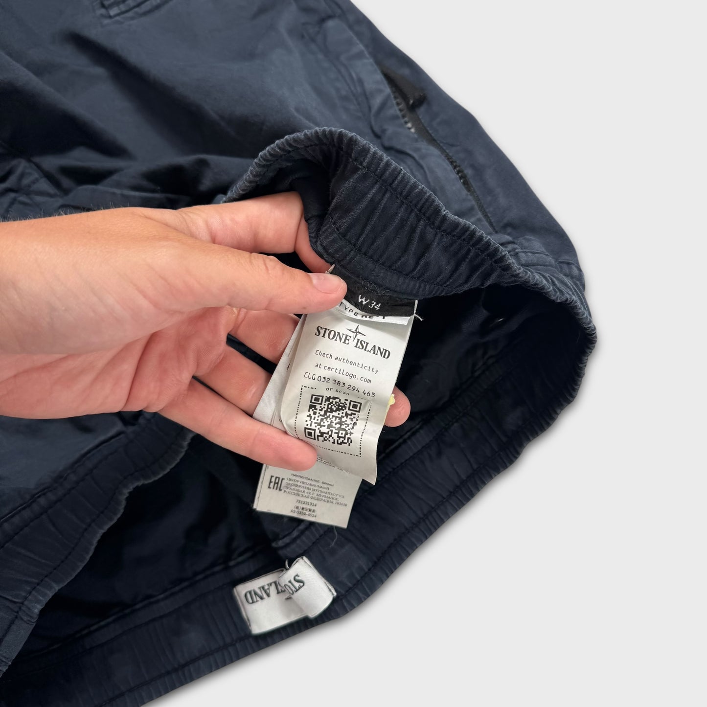 Stone Island Navy Tela Cargo Pants W34