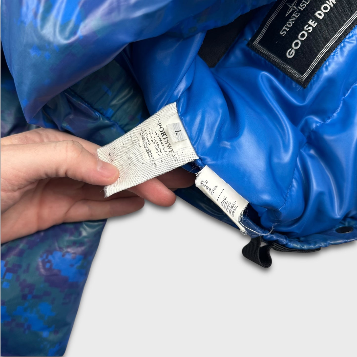 Stone Island 2007 Camo Goose Down Puffer Jacket L