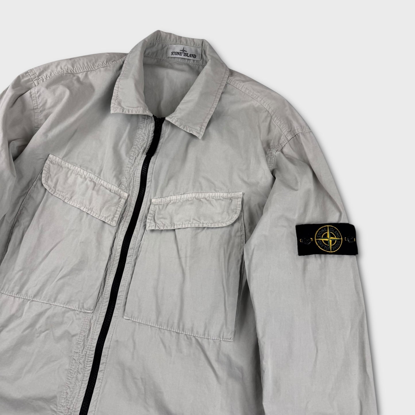 Stone Island Pale Grey Full Zip Overshirt 3XL