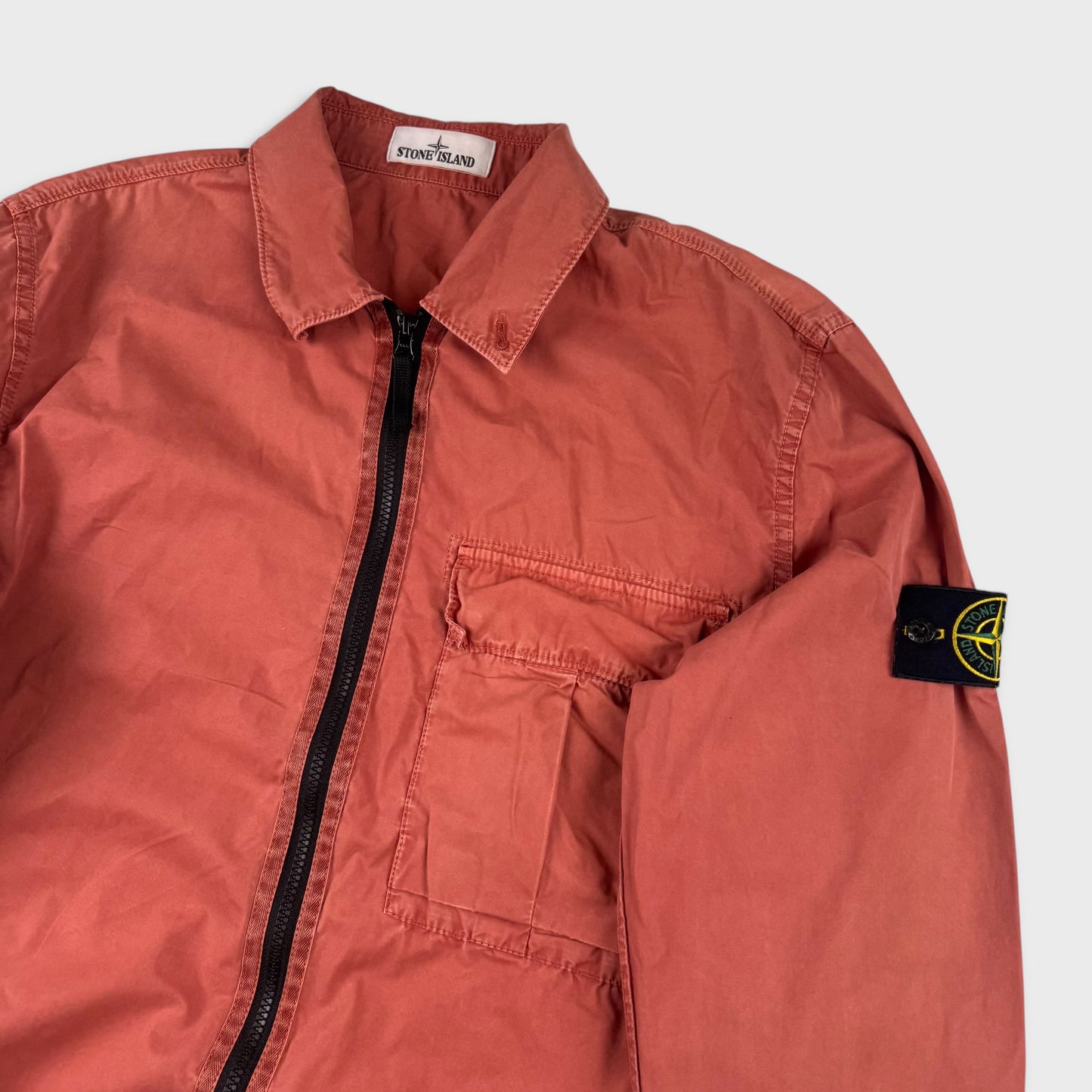 Stone Island Brick Red Full Zip Overshirt XL