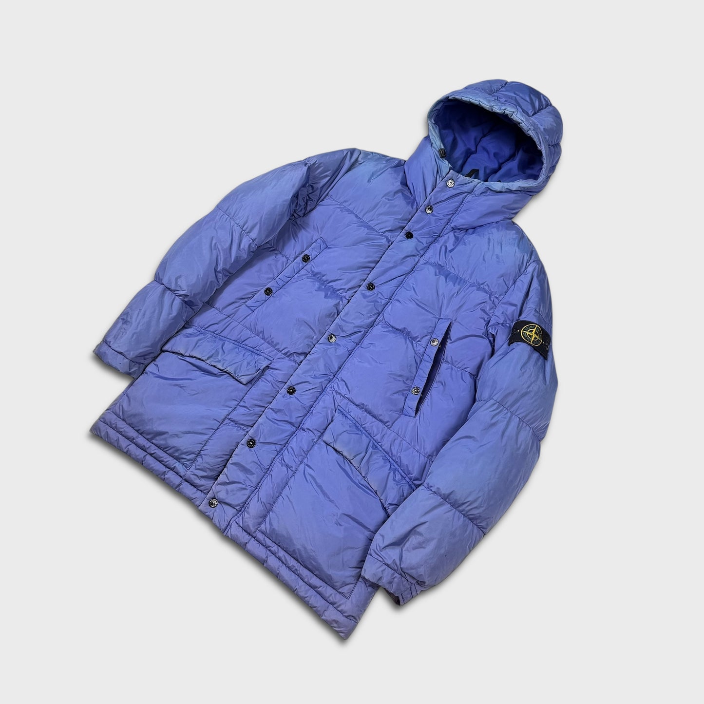 Stone Island Royal Blue Garment Dyed Crinkle Reps Down Parka Jacket M