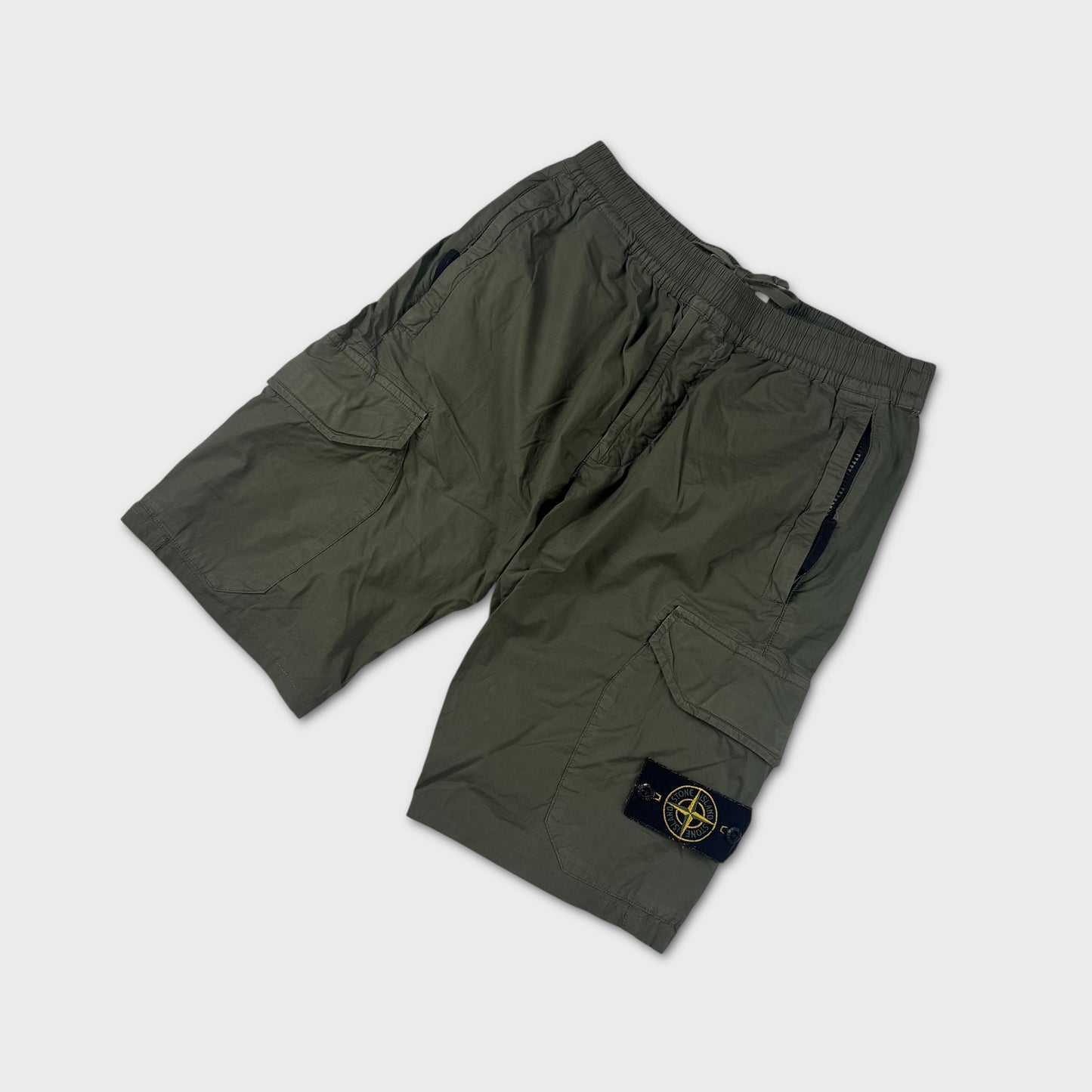 Stone Island Olive Cargo Tela Shorts W30