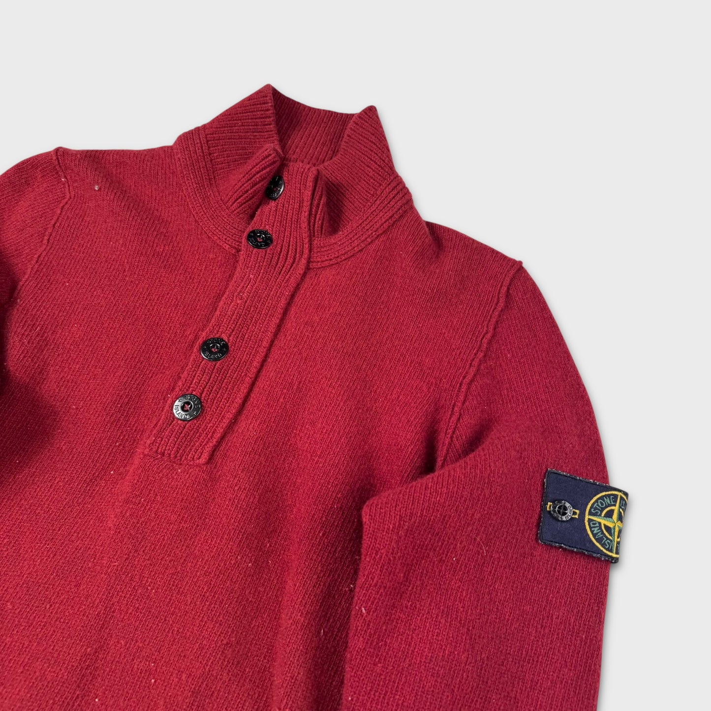 Stone Island Cherry Red 1/4 Button Jumper M