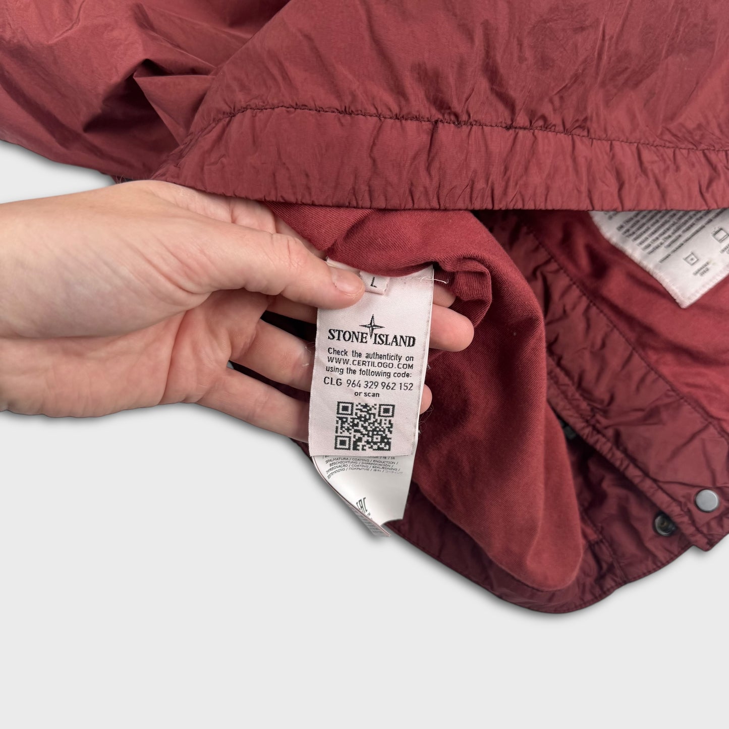 Stone Island Burgundy Crinkle Reps Jacket L