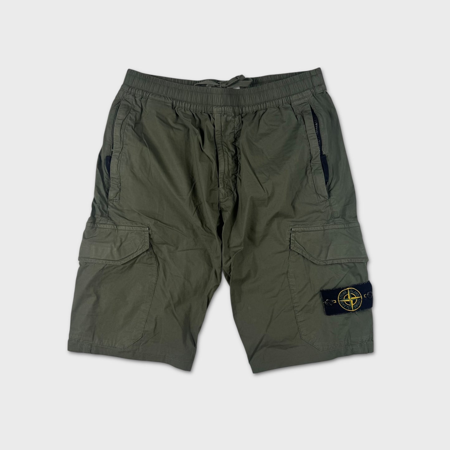 Stone Island Olive Cargo Tela Shorts W30