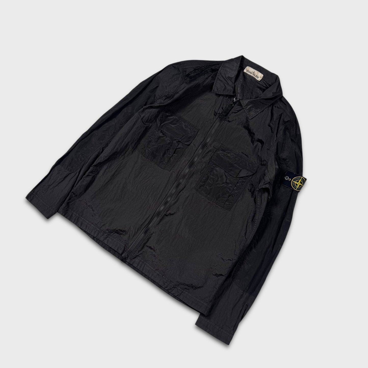 Stone Island Black Nylon Metal Ripstop Overshirt M