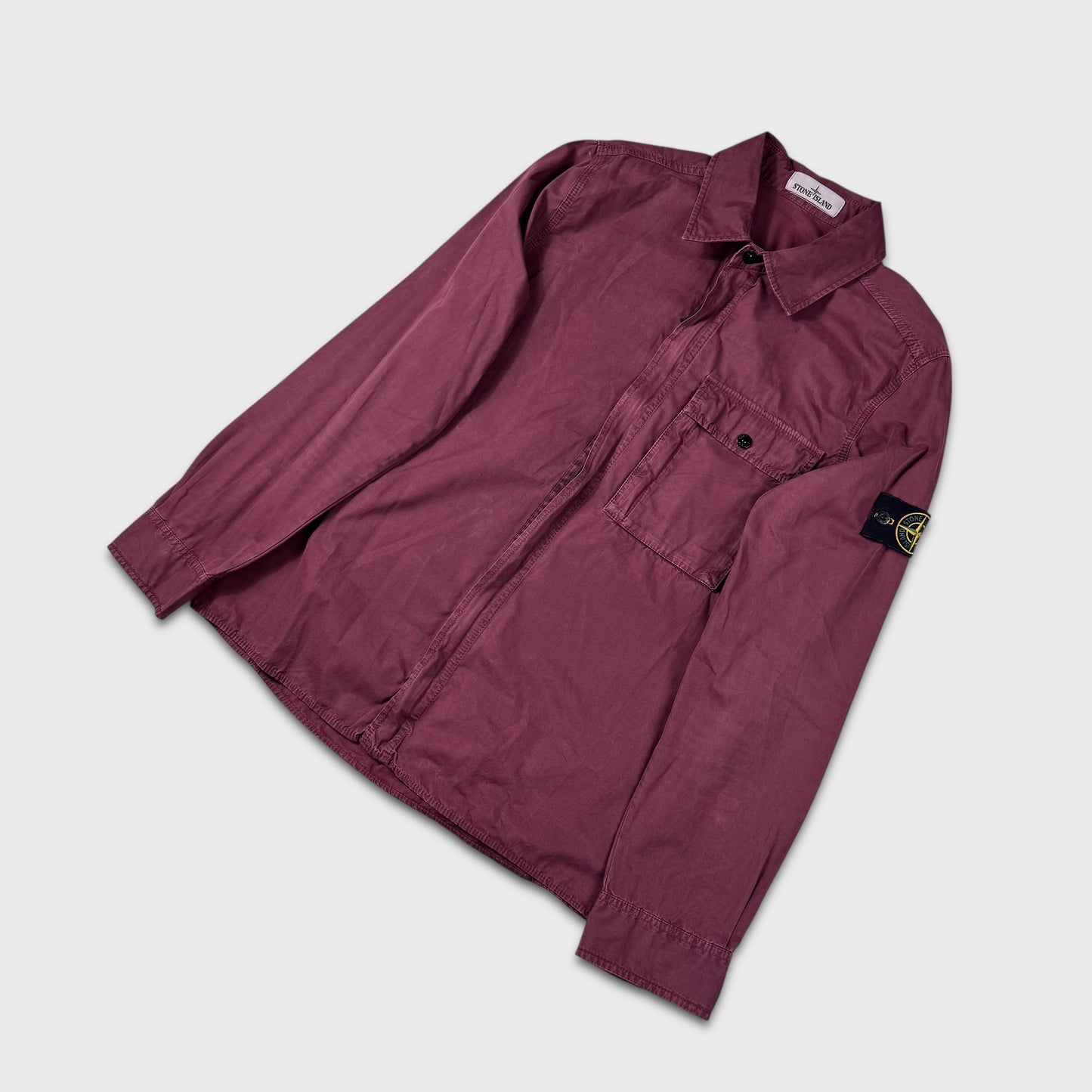 Stone Island Burgundy Full Zip Overshirt Jacket L