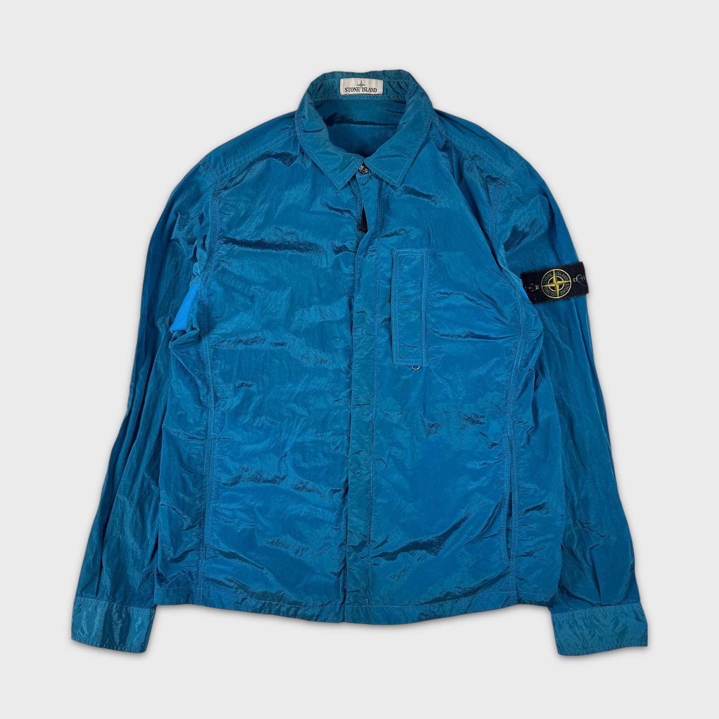 Stone Island Electric Blue Nylon Metal Overshirt XL