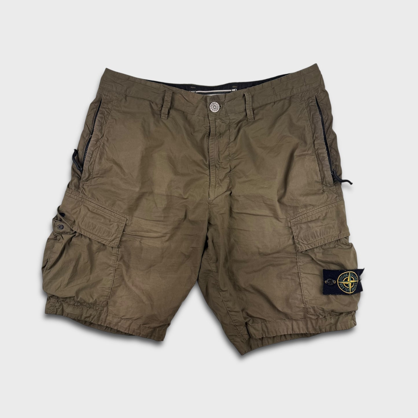Stone Island Tela Olive Cargo Shorts W32
