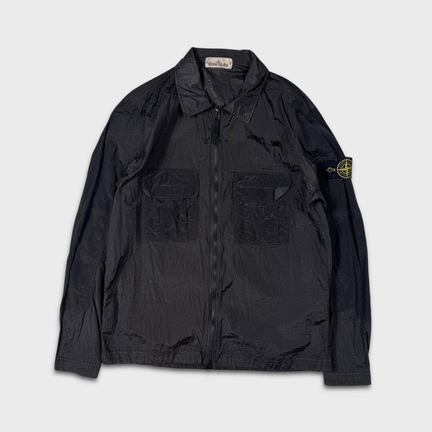 Stone Island Black Nylon Metal Ripstop Overshirt M