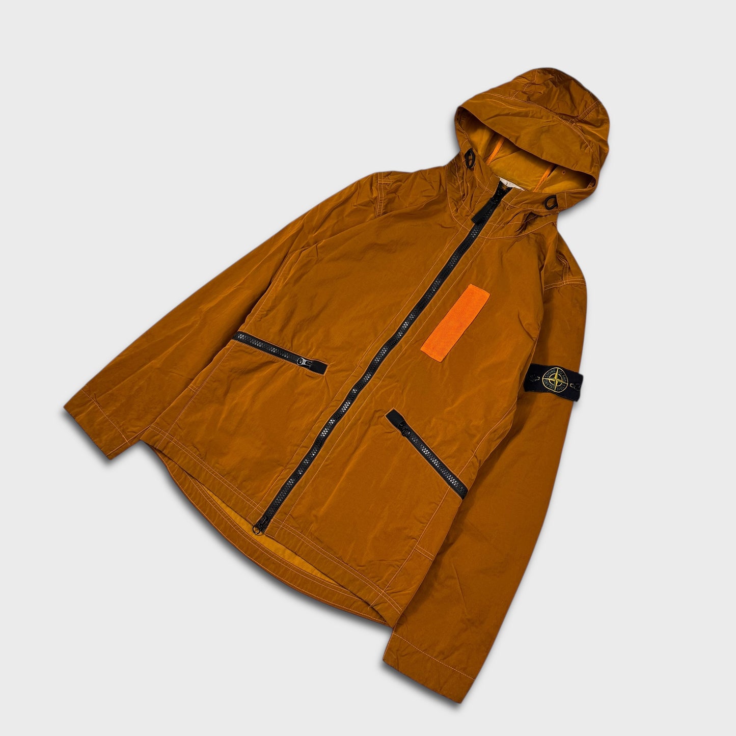 Stone Island Burnt Orange Nylon Metal Flock Jacket S