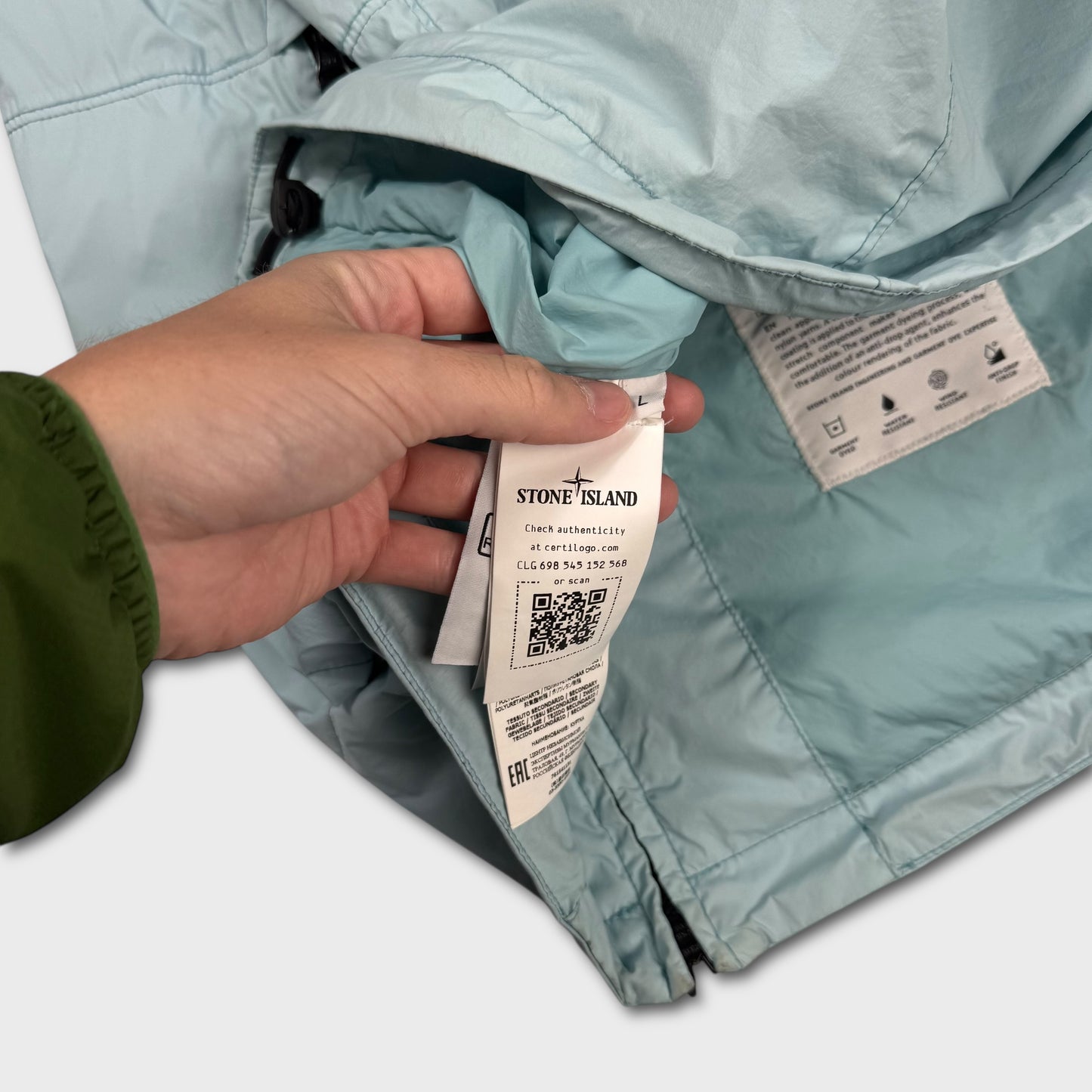 Stone Island Sky Blue Skin Touch Nylon-TC Jacket L