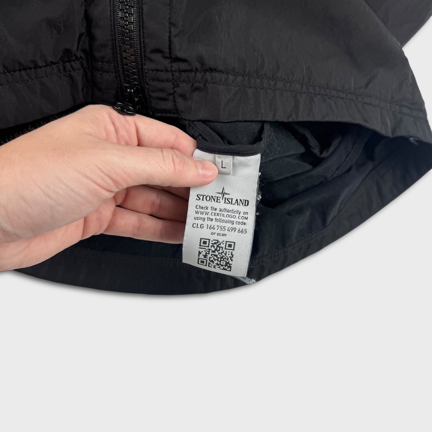 Stone Island Black Nylon Metal Flock Jacket L