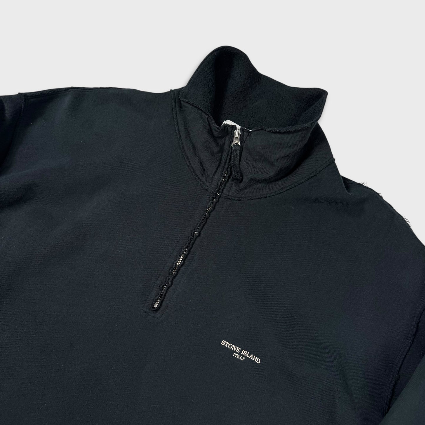 Stone Island 2001 Spellout Quarter Zip Sweatshirt L