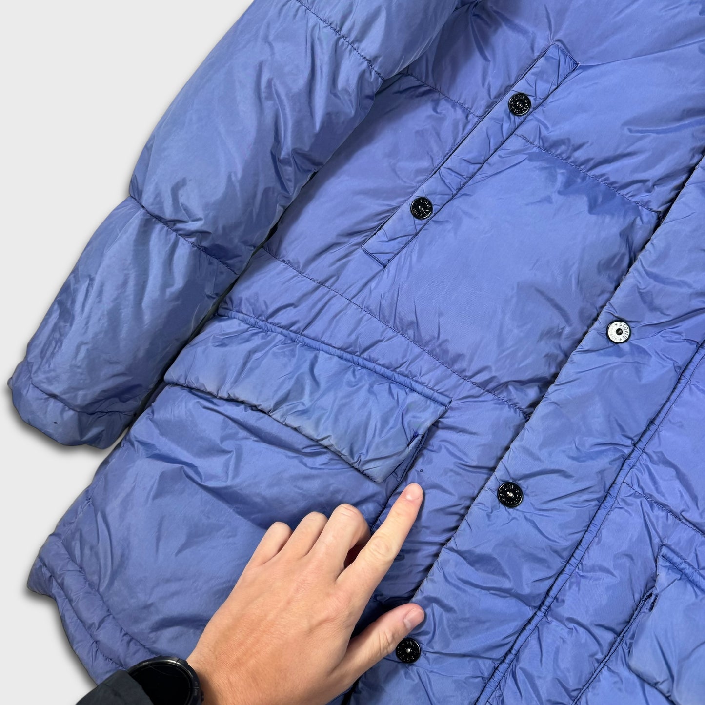 Stone Island Royal Blue Garment Dyed Crinkle Reps Down Parka Jacket M