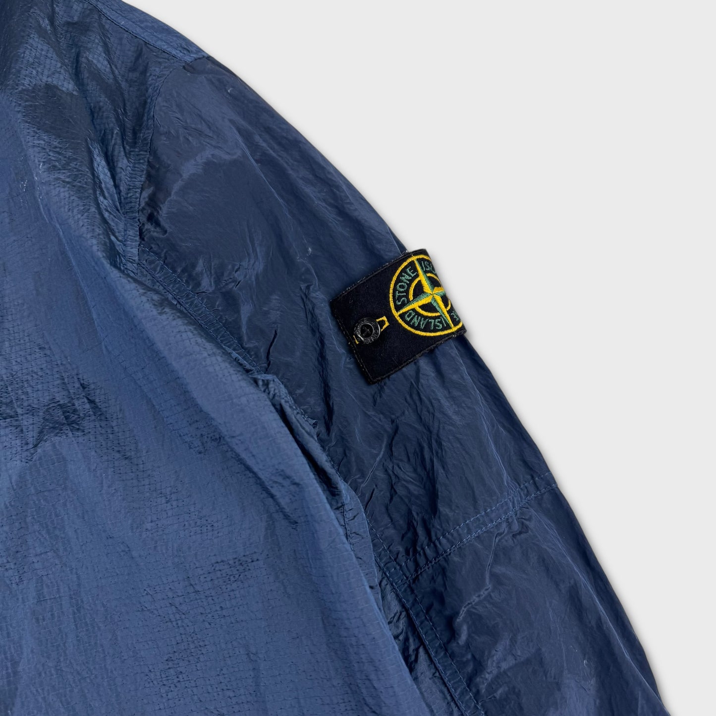 Stone Island Blue Nylon Metal Collarless Jacket L