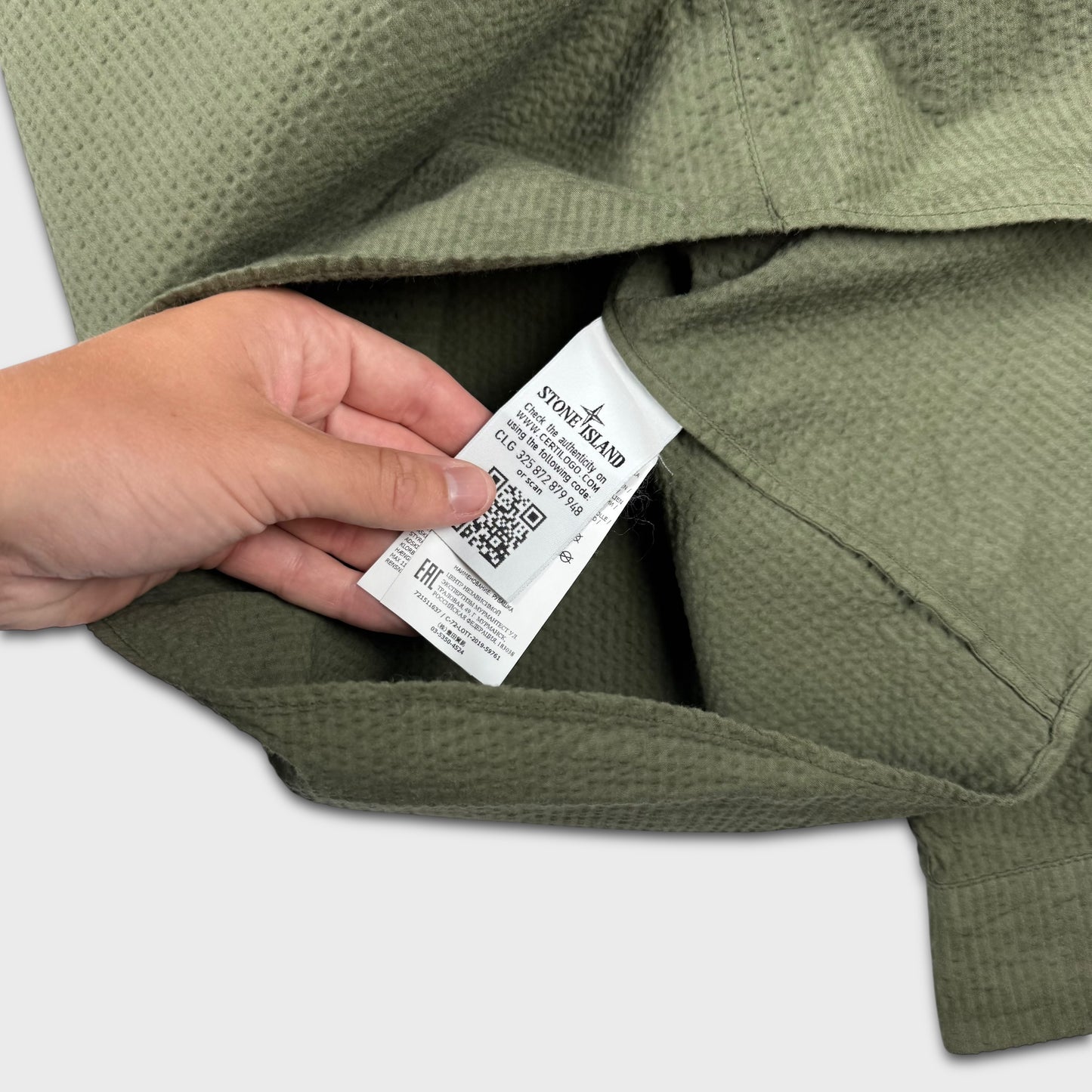 Stone Island Seersucker Olive Overshirt S