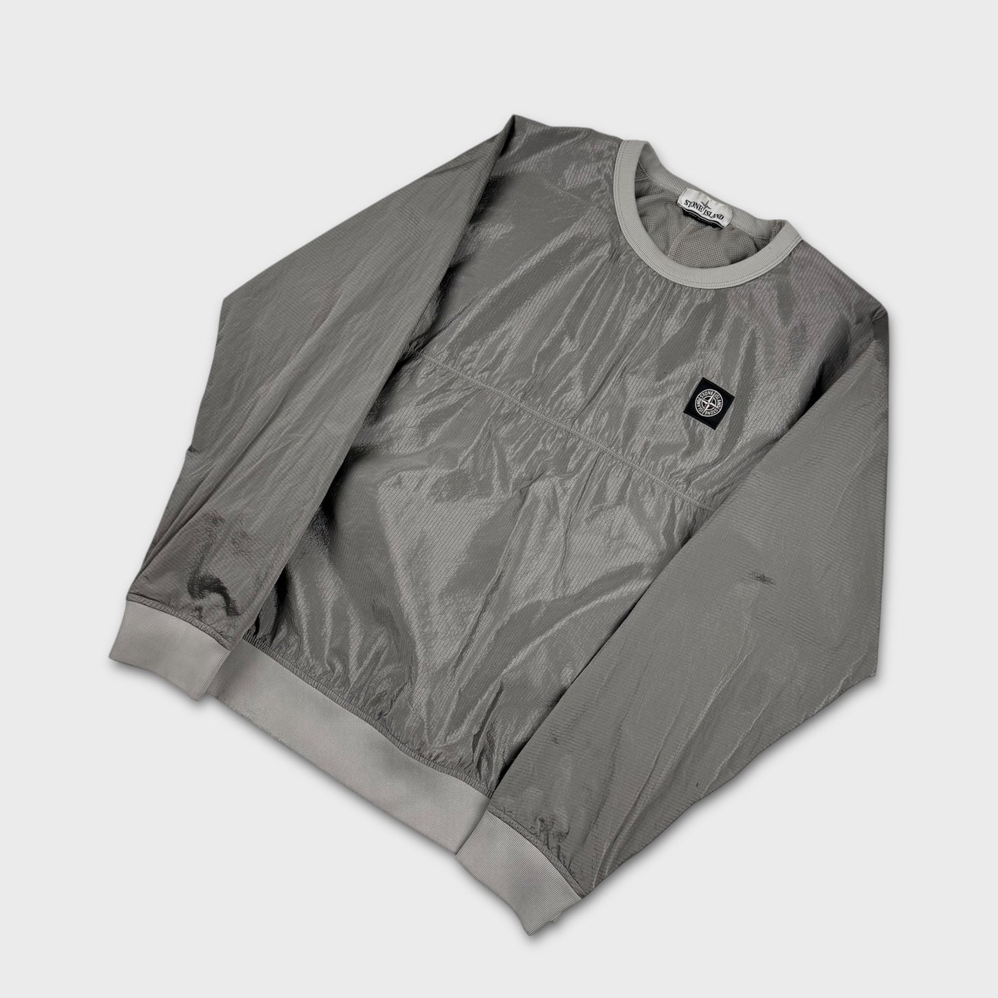 Stone Island Silver Nylon Metal Ripstop Crewneck M